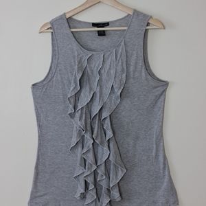 Willi Smith Women's Tank Top Gray Ruffle Front L